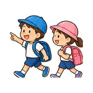 遠足に行く子どものイラスト
