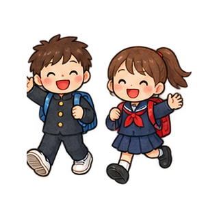 三学期の登校のイラスト