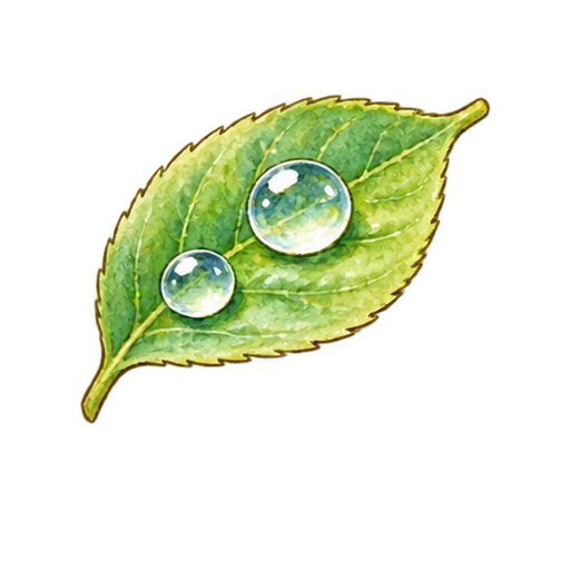 朝露の葉のイラスト