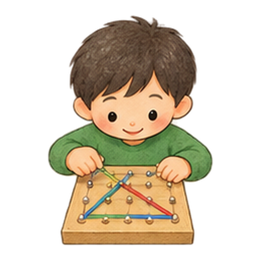 輪ゴムで形を作るジオボードのイラスト