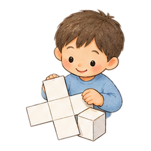 立方体の展開図を組み立てるのイラスト