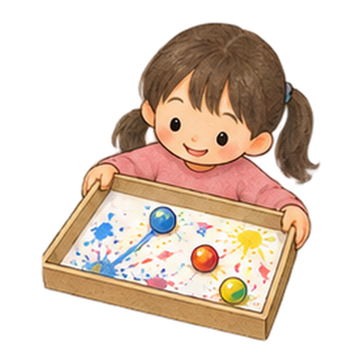 ビー玉で絵を描くのイラスト