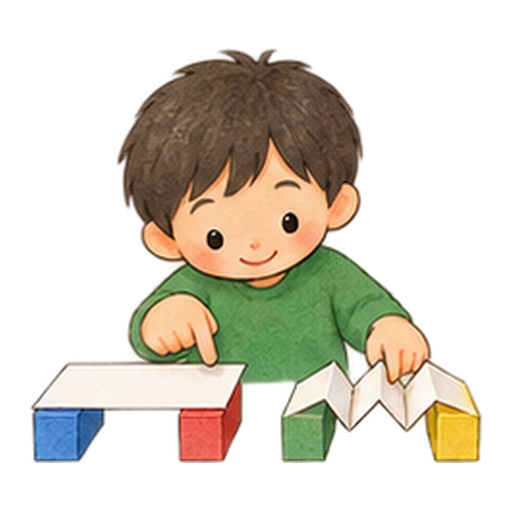 紙の橋の強さを比べるのイラスト