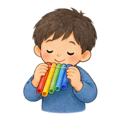 ストローで笛を作るのイラスト