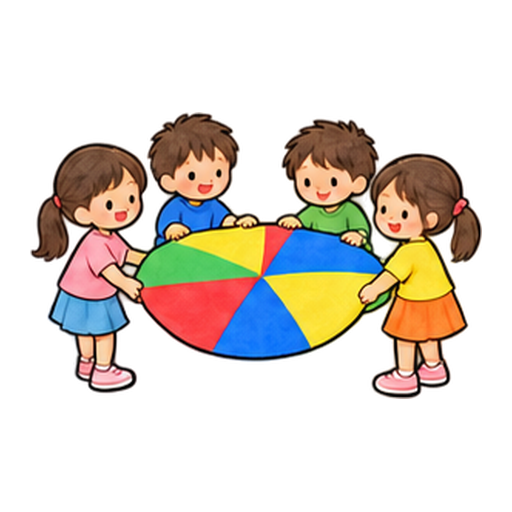 パラシュート遊びのイラスト