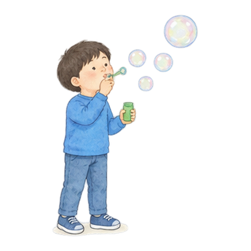 シャボン玉を飛ばすのイラスト