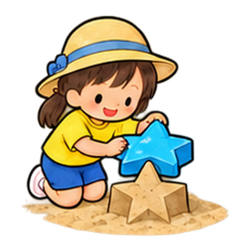 砂の型抜き遊びのイラスト