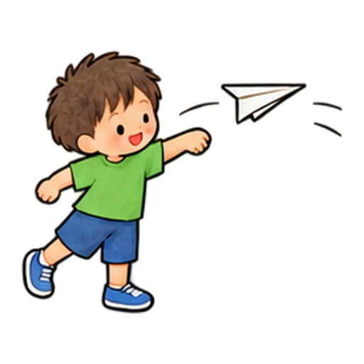 紙飛行機を飛ばすのイラスト