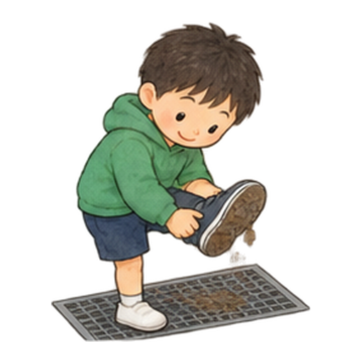 靴底の泥を落とすのイラスト