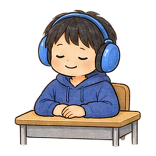静かな場所でイヤーマフを使うのイラスト