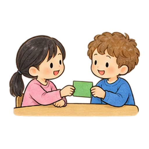 順番カードを手渡すのイラスト