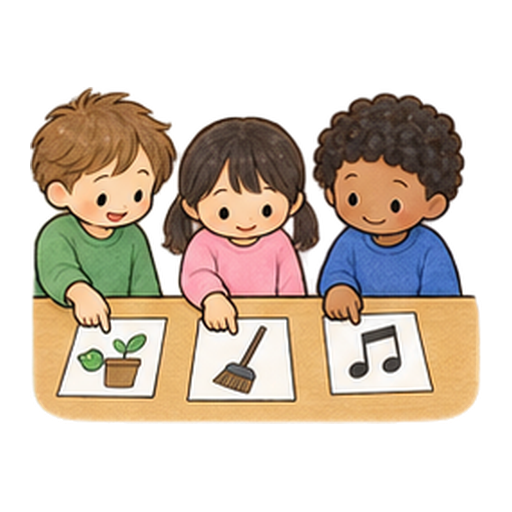 みんなで役割を選ぶのイラスト
