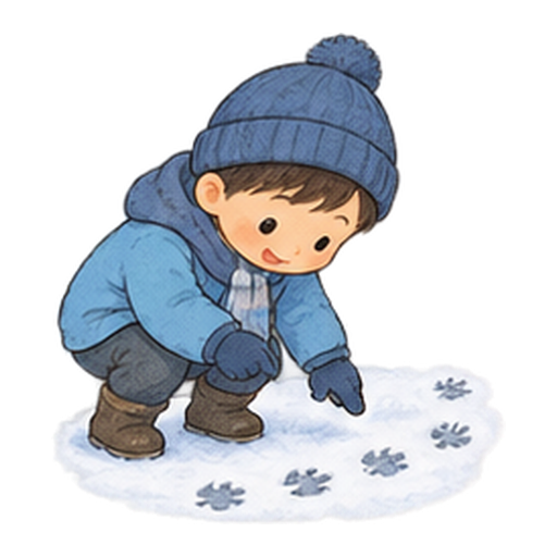 雪の足跡さがしのイラスト