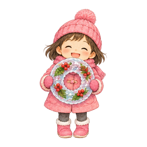 氷のリースづくりのイラスト