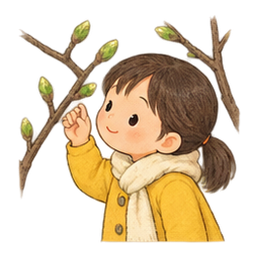 春の芽吹きを探すのイラスト