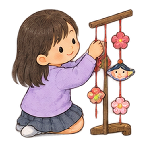 つるしびなを飾るのイラスト