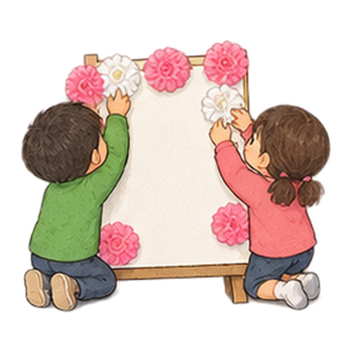 お別れの色紙を飾るのイラスト