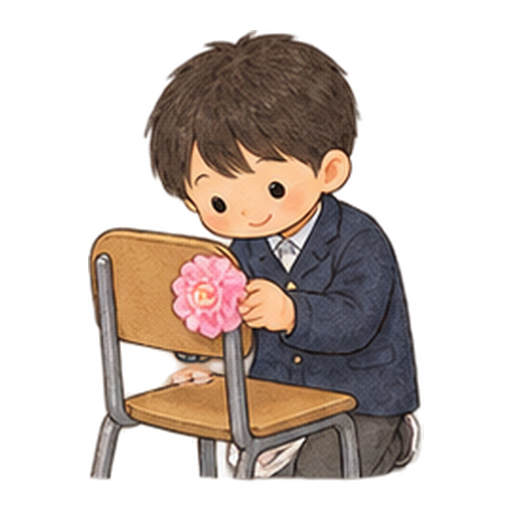新入生の椅子に飾りをつけるのイラスト