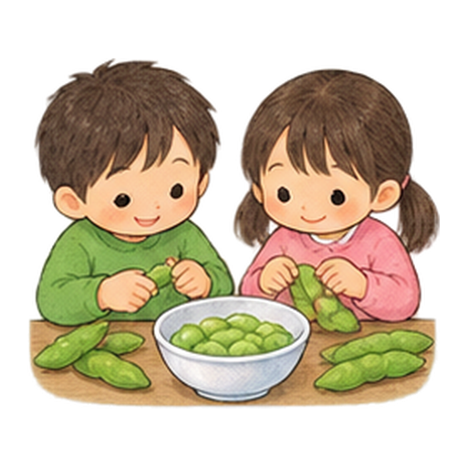 そら豆のさやむきのイラスト