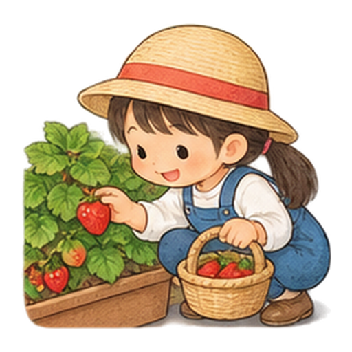 いちご狩りのイラスト