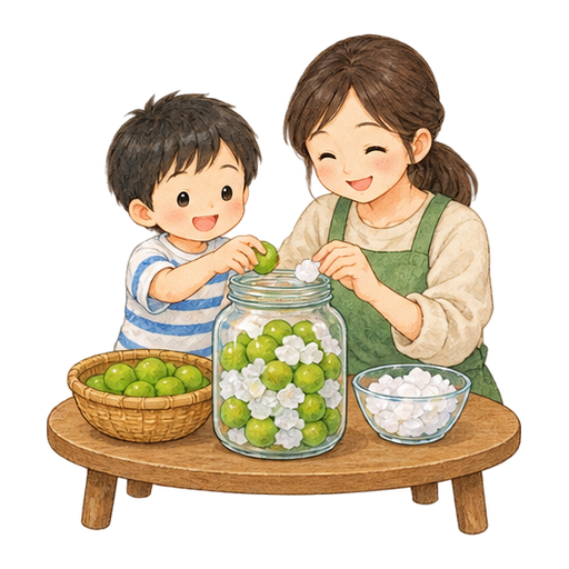 梅シロップの仕込みのイラスト