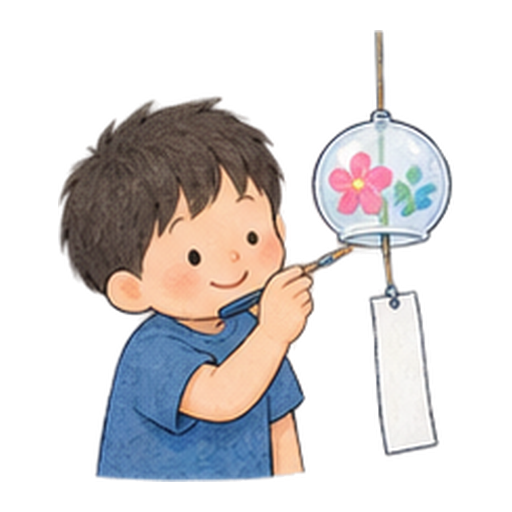 風鈴の絵付けのイラスト