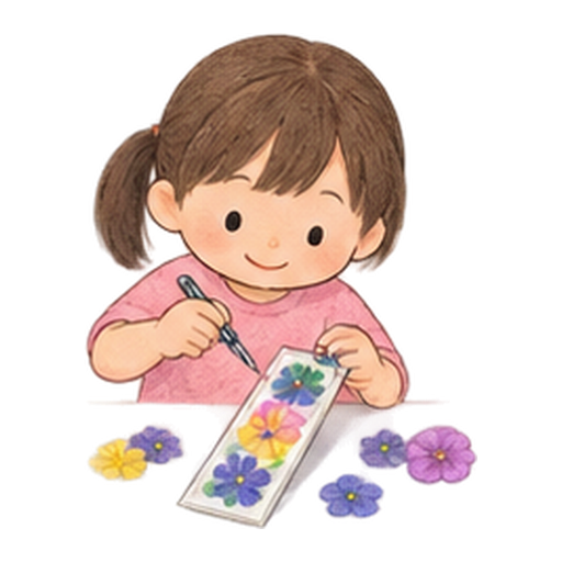 押し花をしおりにするのイラスト