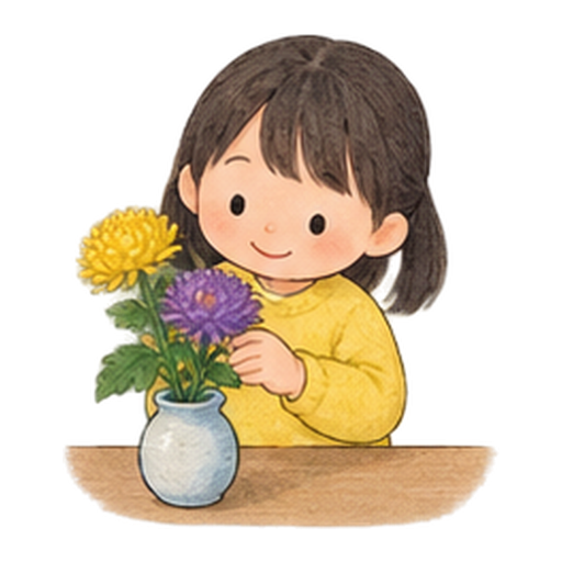 重陽の菊飾りのイラスト