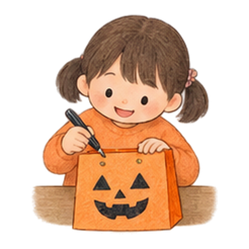 ハロウィンの紙袋づくりのイラスト