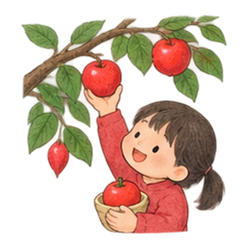 りんご狩りのイラスト