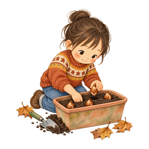 冬を越す球根を植えるのイラスト