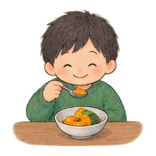 冬至のかぼちゃを味わうのイラスト