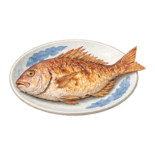 鯛の姿焼きのイラスト