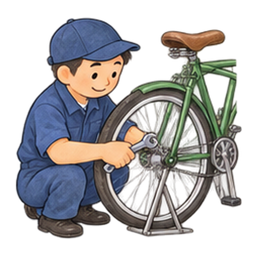 自転車修理の職人のイラスト
