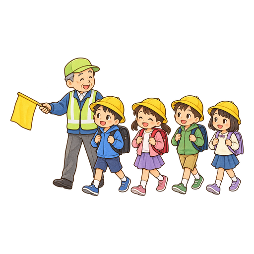 集団登校のイラスト