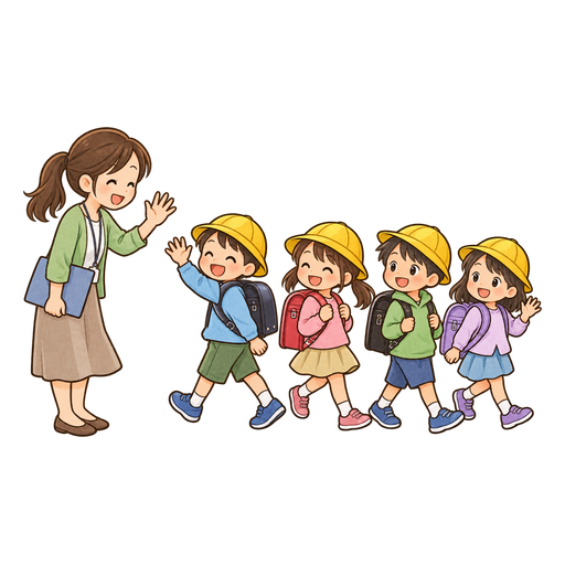 集団下校のイラスト