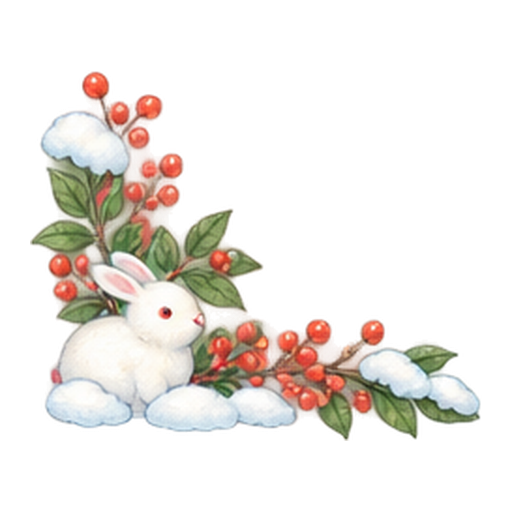 雪うさぎの角飾りのイラスト