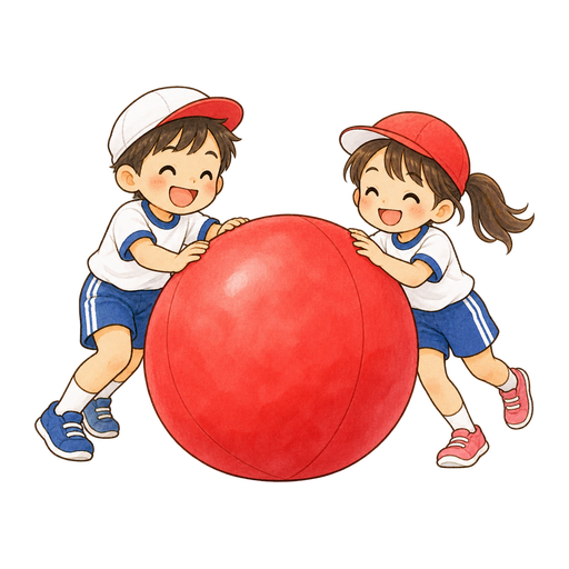 大玉転がしのイラスト