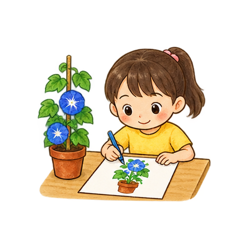 朝顔の観察のイラスト