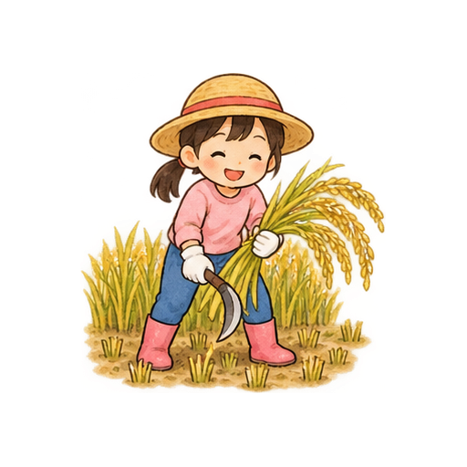 稲刈りのイラスト
