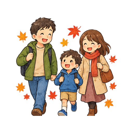 紅葉狩りのイラスト