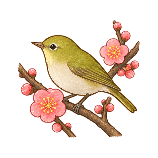 梅にうぐいすのイラスト