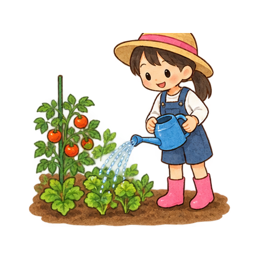 野菜の水やりのイラスト