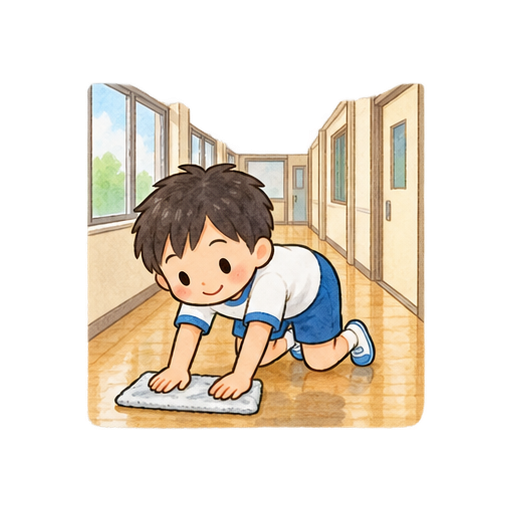 ぞうきんがけのイラスト
