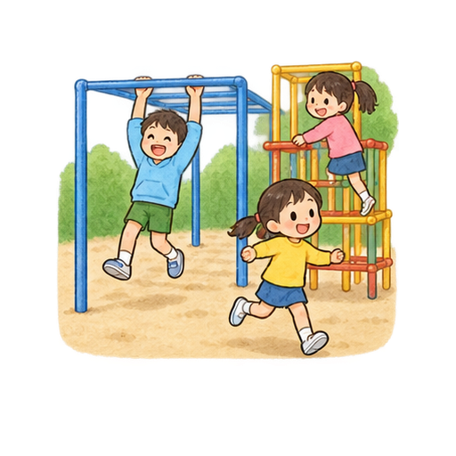 休み時間の外遊びのイラスト
