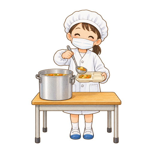 給食の配膳のイラスト