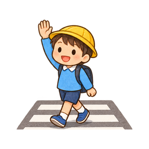 手をあげて横断歩道のイラスト