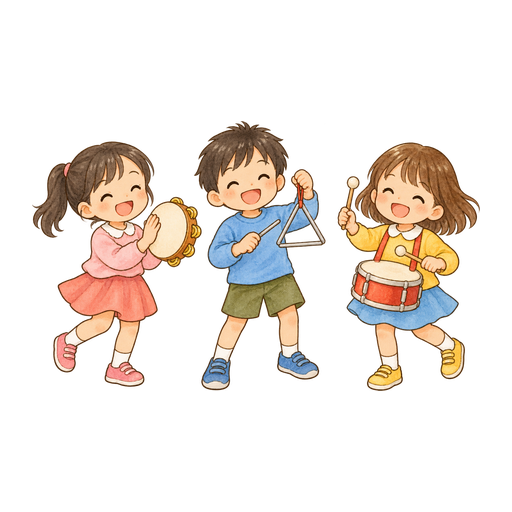 合奏する子どものイラスト