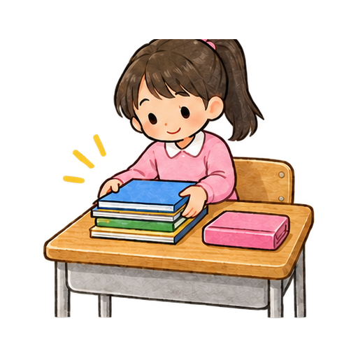 机の整理整頓のイラスト