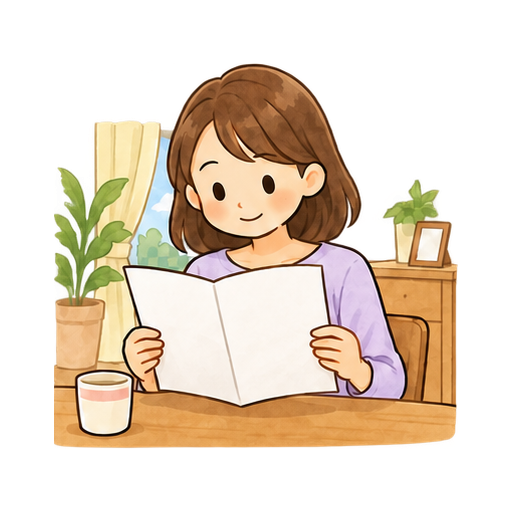 おたよりを読む保護者のイラスト